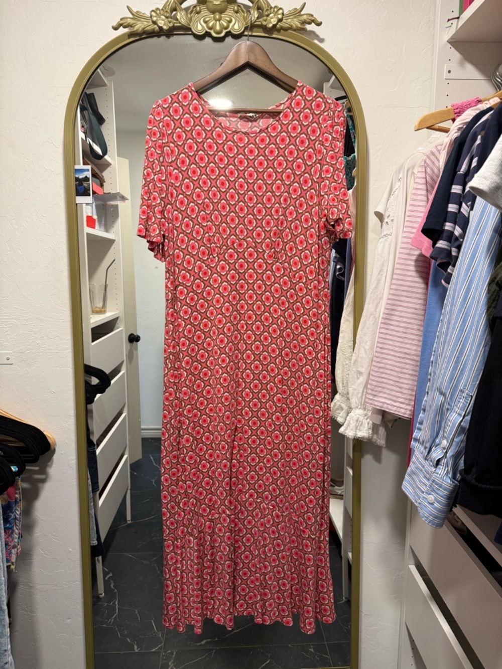 Boden Pink and Brown Maxi Tea Dress Dress